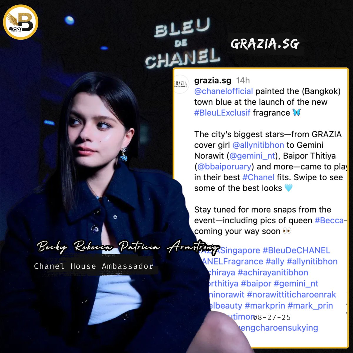 Excited to view the upcoming event pictures, especially of Becky.

BECKY WITH BLEU DE CHANEL
#BLEUDECHANELxBECKY 
#Beckysangels 
#beckytrendlab