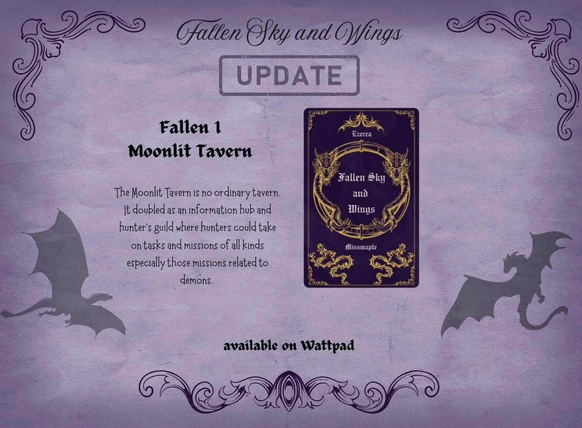 Hello I posted a new story. Fallen Sky and Wings. Check it out on Wattpad.

wattpad.com/1572555491-fal…