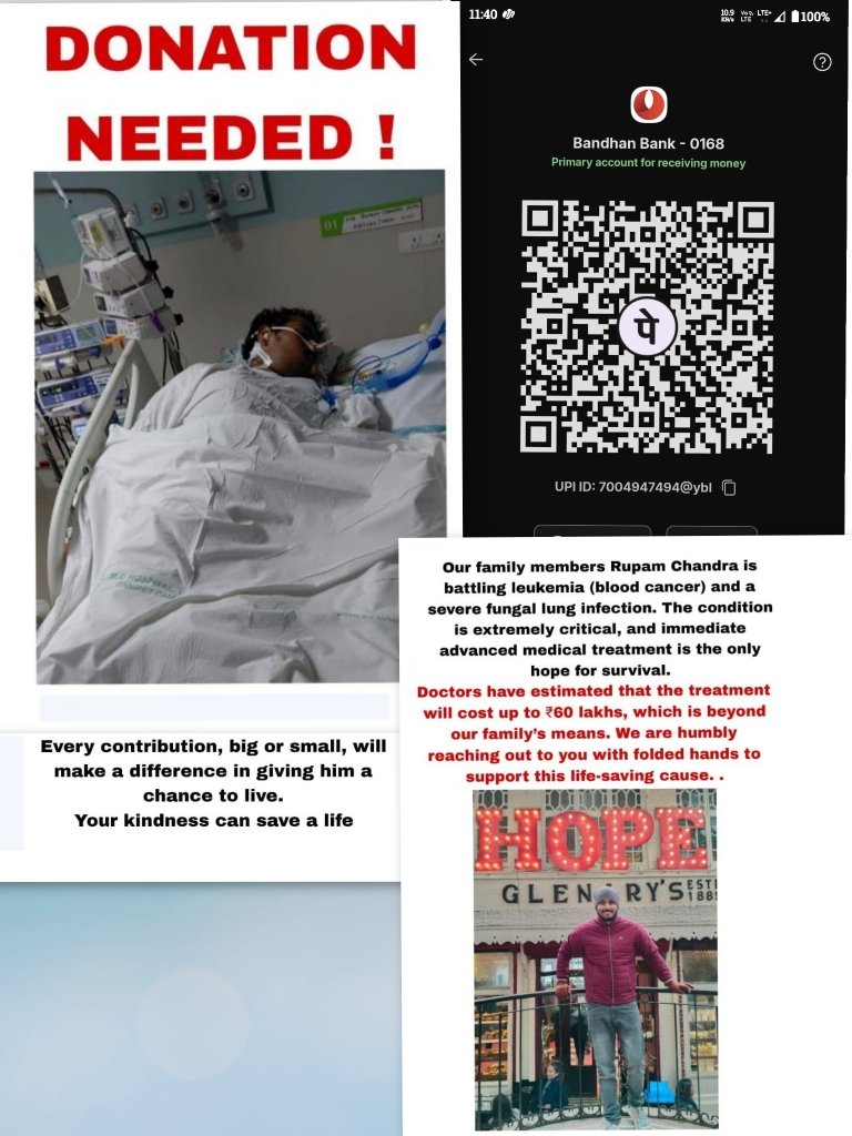 Anmesha1's tweet photo. @KapilSharmaK9 🙏 Help Save My Brother-in-Law’s Life – Fighting Blood Cancer 🙏 https://t.co/h1dQF9ekYT