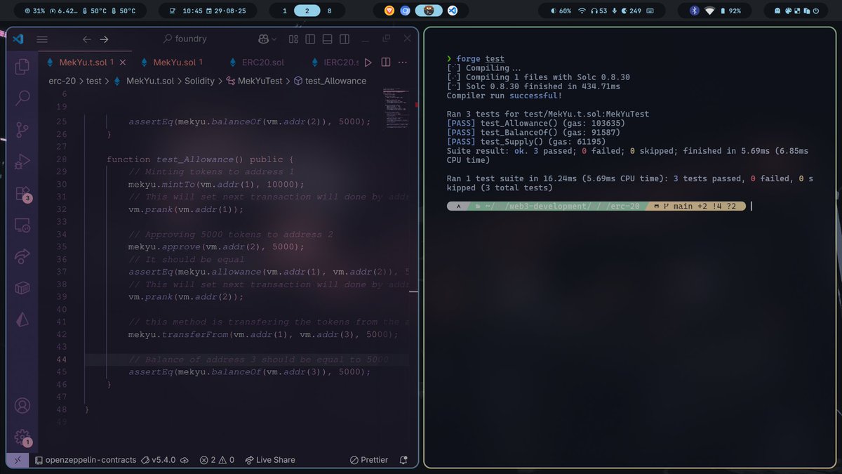 mo_amir_code's tweet photo. Just explored foundry and tested a ERC-20 token. https://t.co/Agvl7kSZlH