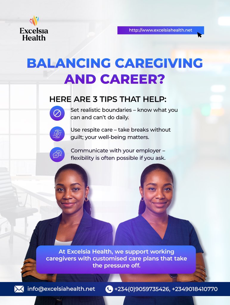 At Excelsia Health, we support working caregivers with customised care plans that take the pressure off.

📩 Forward this to a working caregiver who needs to see this.

#caregiver #caregiving #caregivingmatters #excelsiahealth #BleuDeCHANEL #LingOrm #paofc #ChampionsLeague