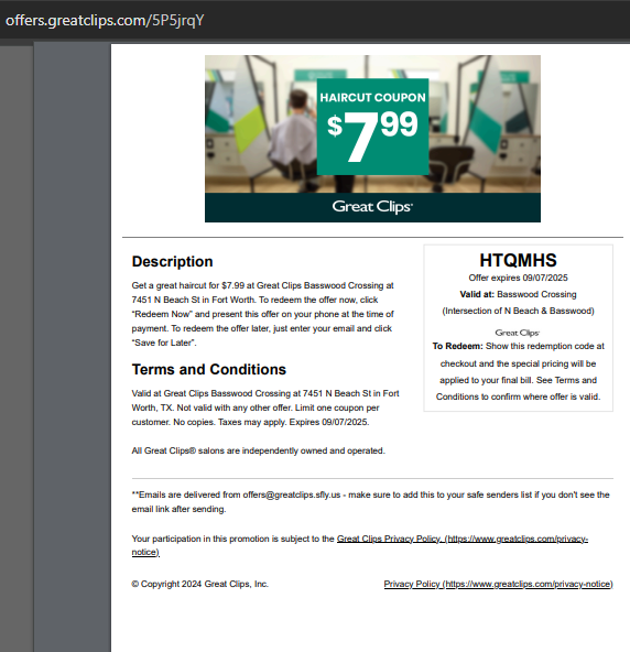$8.99 Great Clips Online Coupons May 2026 tweet media