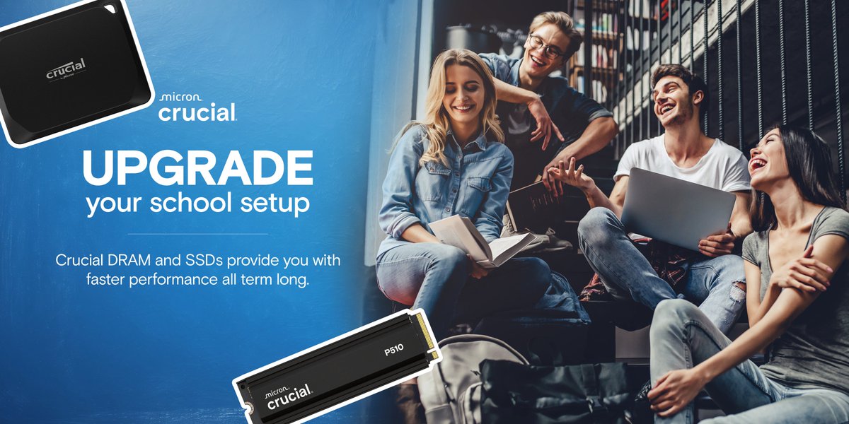 LuckyFalconcom's tweet image. Upgrade Your School Setup 🎓
Stay ahead this term with Crucial DRAM &amp;amp; SSD. 🚀 Faster performance, smoother multitasking, and reliable storage – everything you need for a smarter study setup all term long.

#BackToSchool #SchoolSetup #TechUpgrade #StudentLife #FasterPerformance