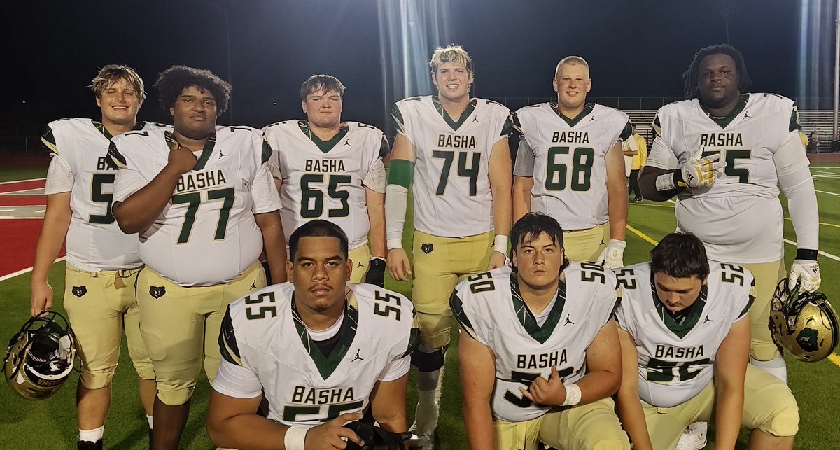 Bigs got it done in the trenches  tonight.  Great start for a group playing together for first time .. proud of their effort and rising to the challenge. Enjoy the 24 hrs, Back to work Sat am.
<a href="/bashagridiron/">Basha Gridiron</a> 
<a href="/BashaAthletics/">Basha HS Athletics</a> 
<a href="/bashabearnation/">Basha Bear Nation</a>