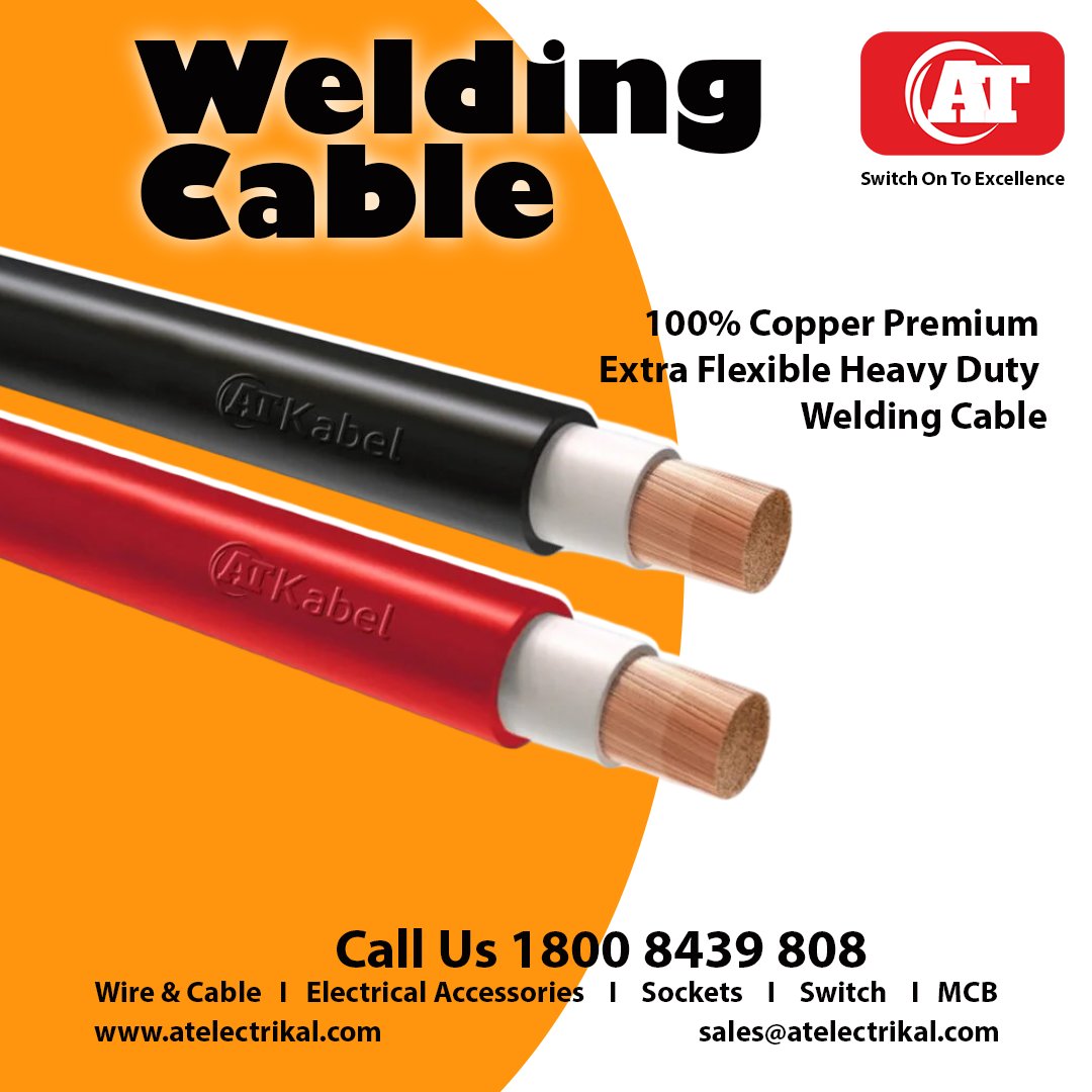 ATELECTRIKAL's tweet image. "⚡ AT Welding Cable – 100% Copper, Extra Flexible &amp;amp; Heavy Duty. Built for Safety, Strength &amp;amp; Performance!" #ATWeldingCable #HeavyDutyCable #CopperCable #FlexibleCable #WeldingPower #ATElectrical #StrongConnection #SwitchOnToExcellence