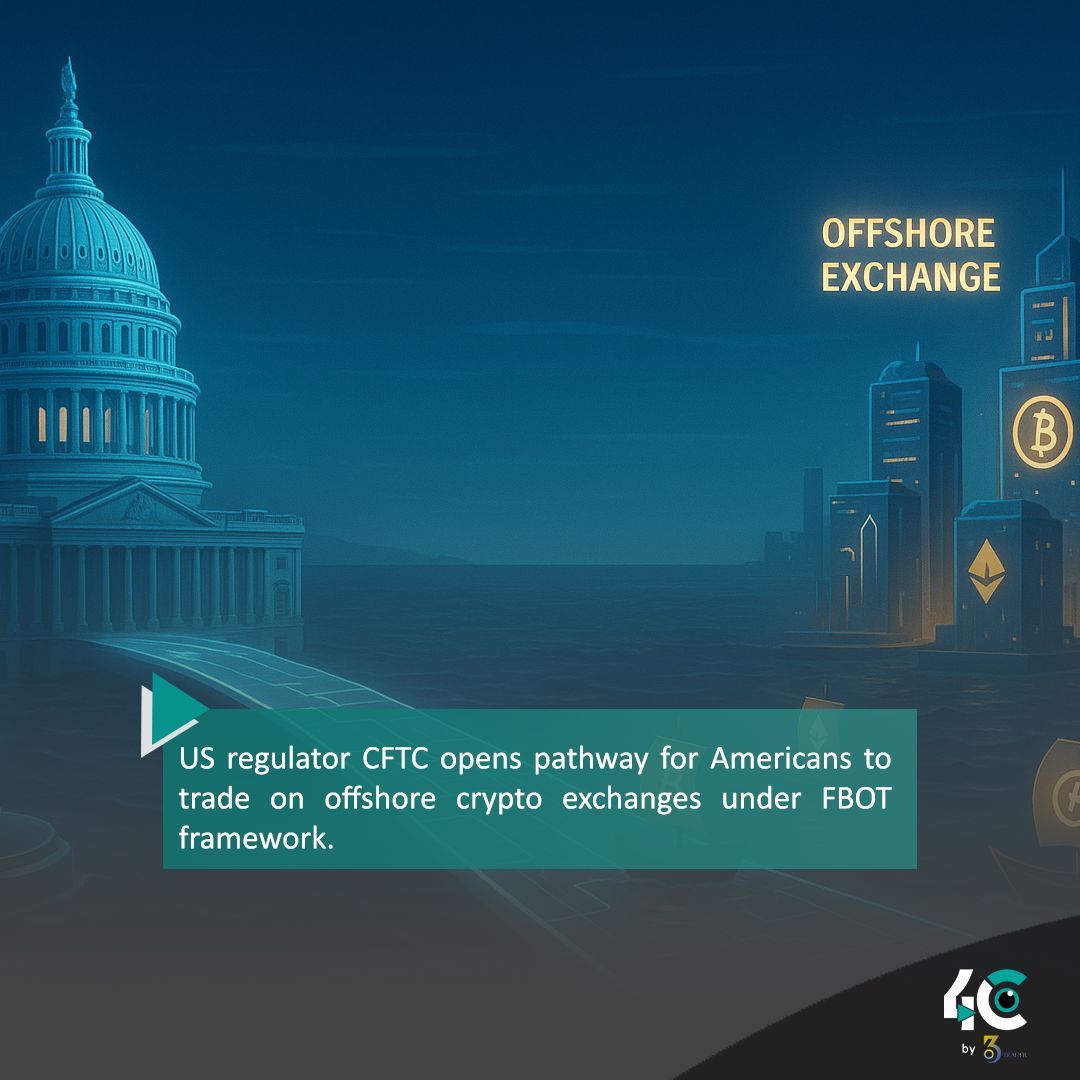 4cby360's tweet photo. 🌐 Big news for U.S. traders! CFTC clears a pathway for Americans to access offshore crypto exchanges under the FBOT framework.

https://t.co/YvxL3IHzZA

#CFTC #CryptoTrading #FBOT #Web3Policy #BlockchainFinance #CryptoAccess #DigitalAssets #CryptoRegulation #Web3Growth #4cby360 https://t.co/mbwgcFUEhX