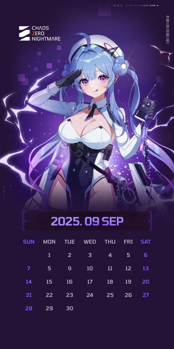 CZN_Official_EN's tweet photo. ◤September #Calendar #Wallpaper◢

[Erika]
Special crackdown in effect! Erika needs your cooperation!

#CHAOSZERONIGHTMARE #CZN #ChaosZeroNightmare https://t.co/YeLkiRMku5