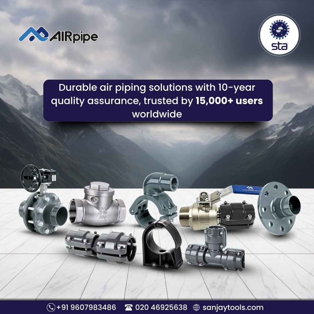Sanjaytools's tweet image. AIRpipe by @Sanjaytools: Durable air piping solutions with 10-year quality assurance for Textile, Electronics, Automobiles &amp;amp; more.

📞 Contact us now to place your order!
020 46925638 / +91 96079 83486

#sanjaytools #airpipe #piping #industrial #manufacturing #industrialtools
