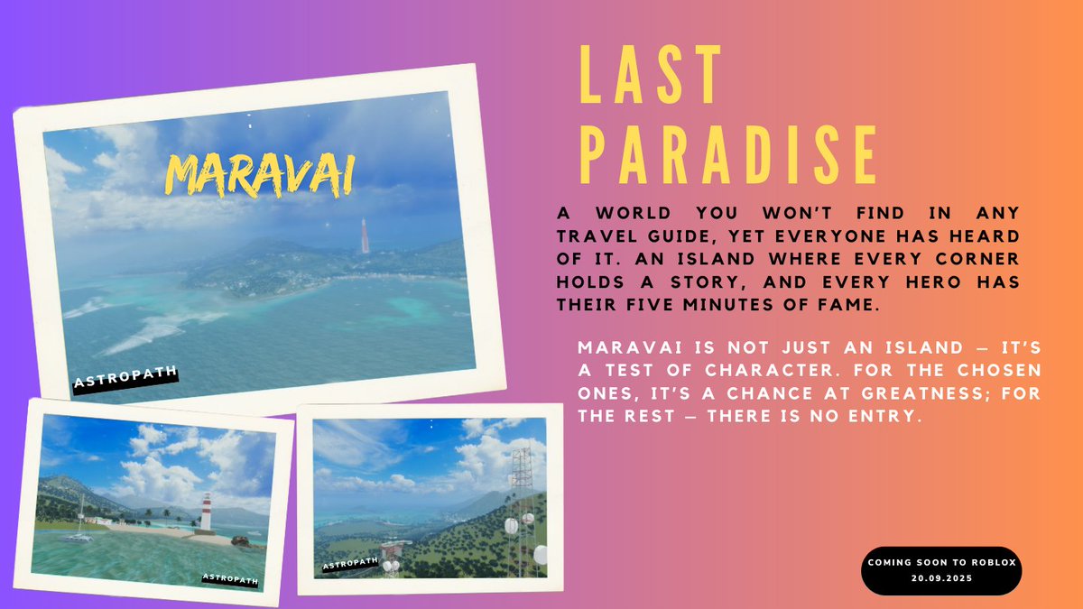 PCGameStudio1's tweet image. Many worlds. One path.
Each place hides its own secrets.
This is not just Roblox.
This is AstroPath 🚀✨
#AstroPath #Roblox #NextGenGaming