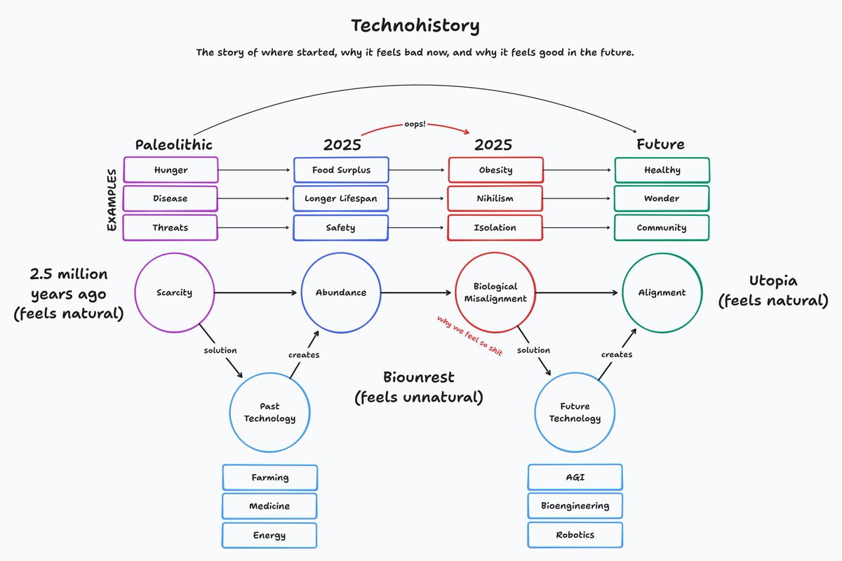 I've coined the term Technohistory to explain the unrest people feel. Knowing why we feel the way we do enables us to make better decisions for our lives.

Technohistory shows that the purpose of technology is to overcome scarcity and enable human flourishing. But, in overcoming