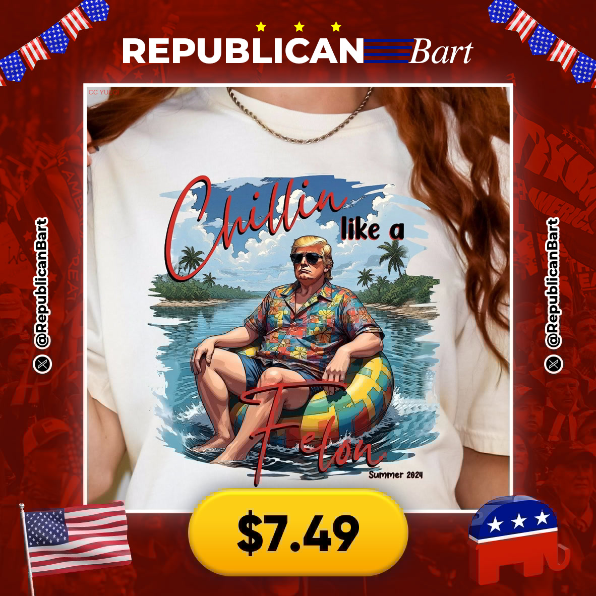 RepublicanBart's tweet image. CHILLIN' VIBES &amp;amp; TRUMP TEE! 😂🇺🇸☀️

👕 Chillin Like A Felon Trump Political T-Shirt 2024
💰 $7.49

🔗 s.click.aliexpress.com/e/_oCoQeKP

#TrumpMerch #PoliticalHumor #Summer2024
