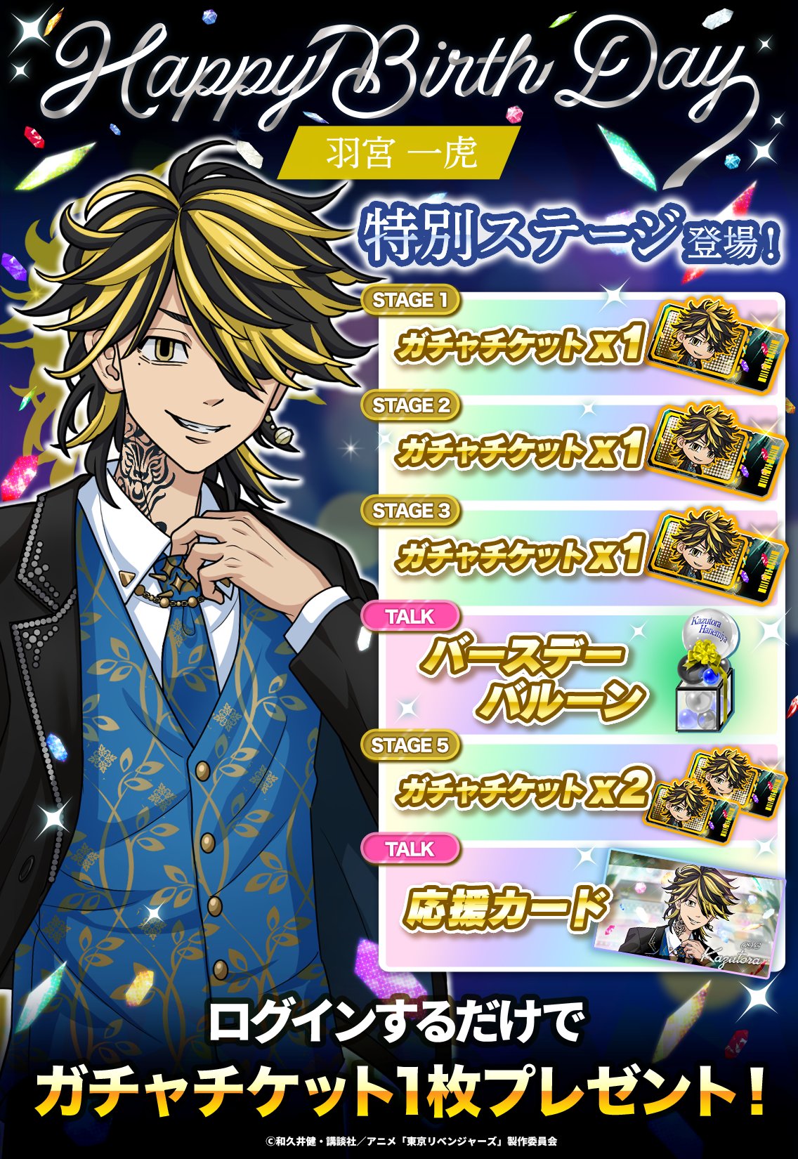 東京リベンジャーズ 東リべ 羽宮一虎 ハート バースデー 缶バッジ