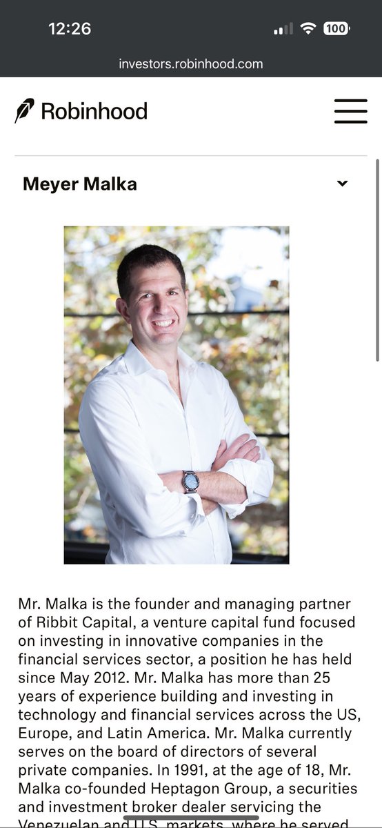Ribbit Capital과 Robinhood를 연결하는 밈 이미지