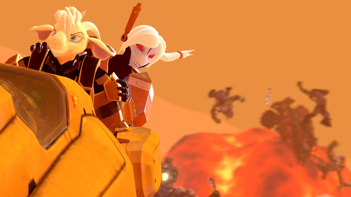 Vroom! Vroom!
Something I made for funsies after finding a cool looking hoverbike model on the workshop

Tau and Goat models by @/SirWarfare 
#Tau #40k #warhammer40k #orks #gmod #SFM #furry