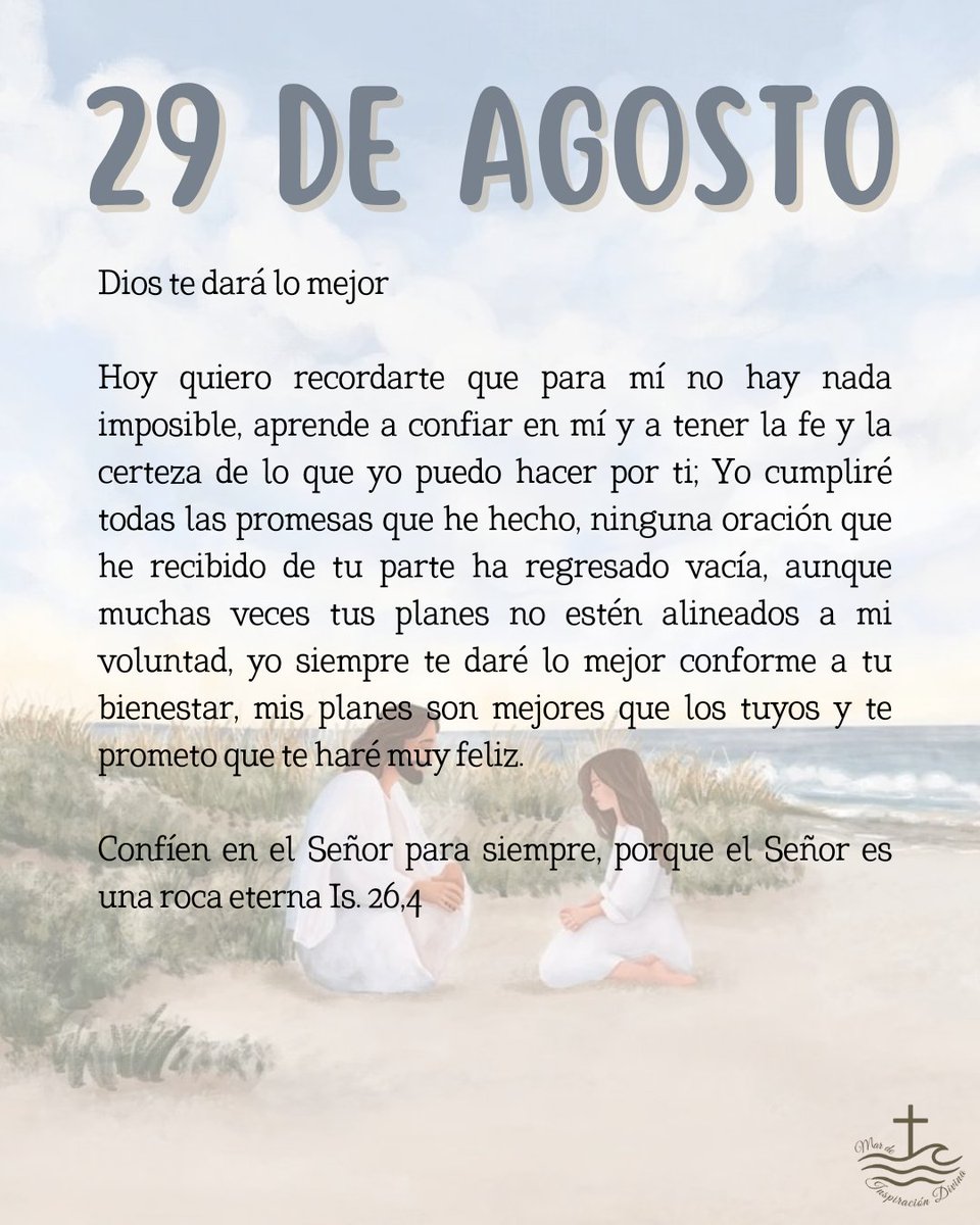 Confía en los planes de Dios, porque aunque no los entiendas hoy, siempre te conducirán a lo mejor para tu vida. 🙏🏻❤️✝️