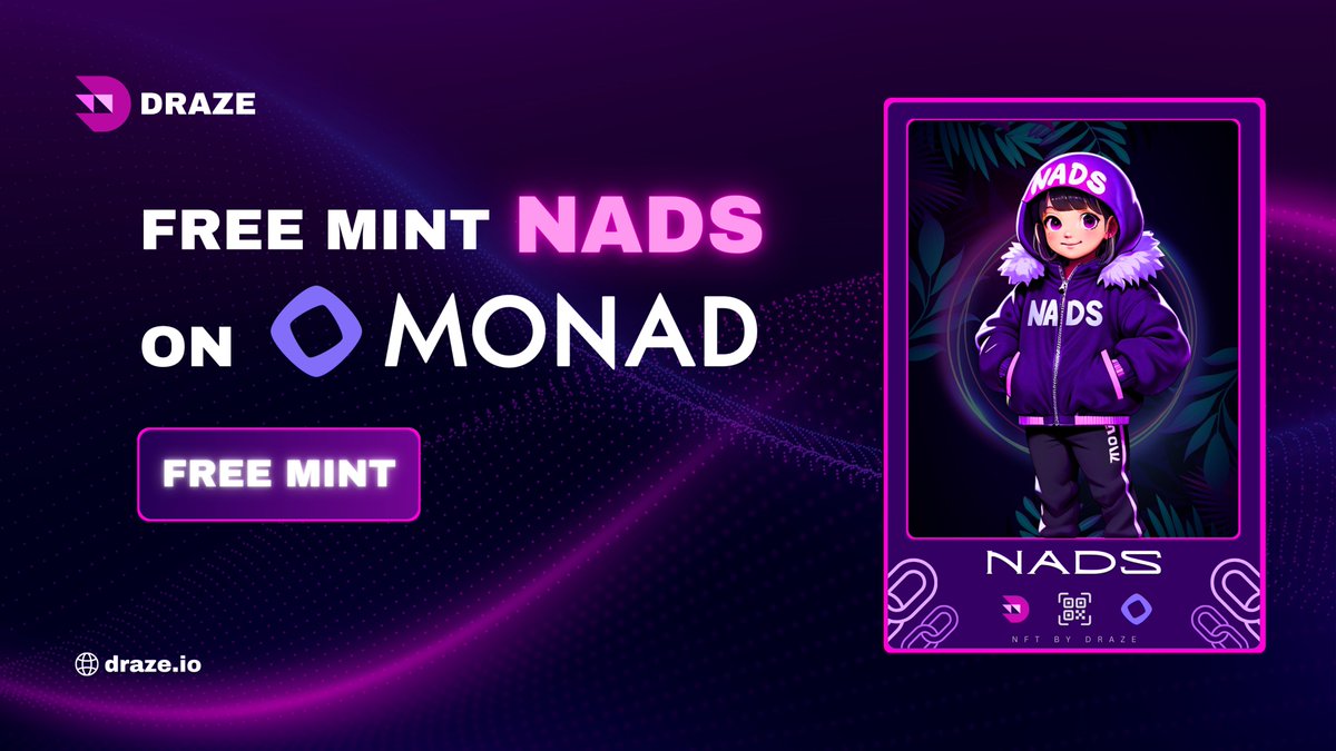 NADS Nft on MONAD TESTNET 🎁

🔗Free Mint: draze.io/nads

👉RT+ Comment #NADS