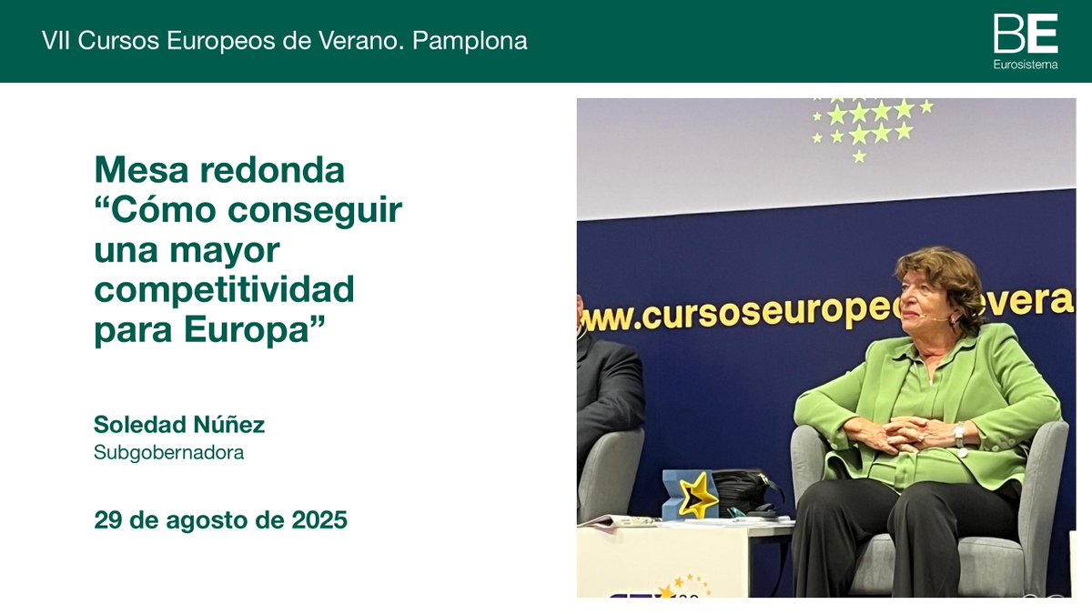 Nuestra subgobernadora, Soledad Núñez, ha explicado en la VII edición de los Cursos Europeos de Verano. 
que la economía española crece por encima de la media de la UEM a pesar de la incertidumbre global debido a: 
🛍️desplazamiento del consumo hacia el ocio
🌍facilidad para la