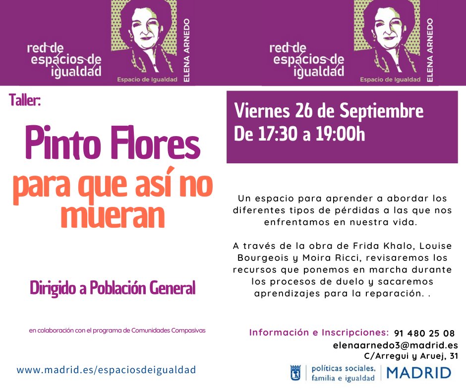 MadridIgualdad's tweet image. Los #EspaciosdeIgualdad de @MADRID colaboran habitualmente con los Centros Municipales de Salud Comunitaria #CMSc de @madridsalud a través de los Programas &apos;Comunidades Compasivas&apos; y &apos;Soledad No Deseada&apos;, ofreciendo cada mes diversas propuestas.            informate.madrid.es/nl65dLos