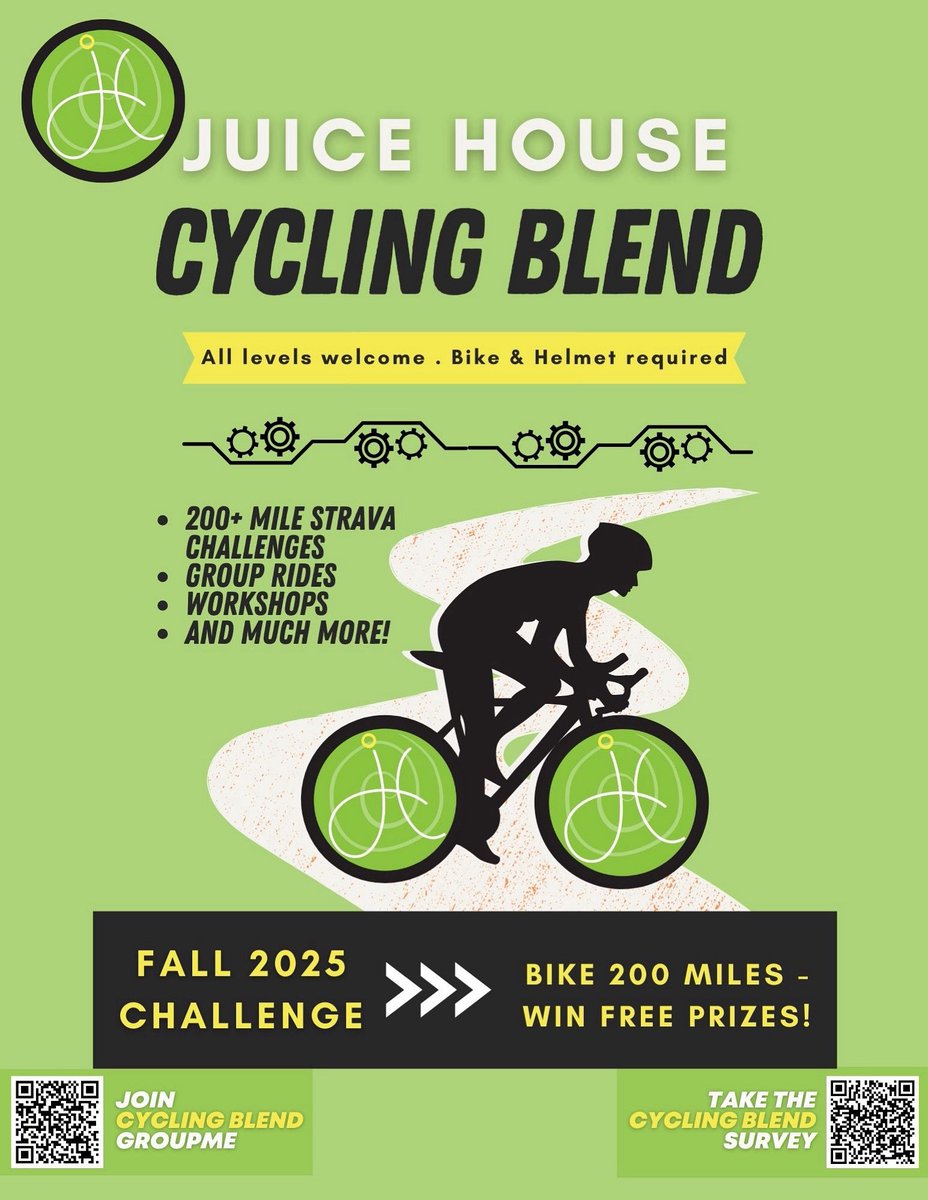 Join the <a href="/juicehousetol/">Juice House</a> 200 mile Strava challenge this fall semester!

strava.app.link/hEAEz0B2dWb