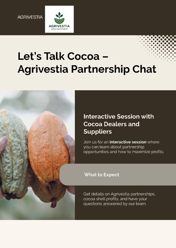 sofiah_tirmidhi's tweet image. 🚀 Cocoa Dealers!
Want to scale your business &amp;amp; access bigger markets?
Partner with Agrivestia and unlock:
✅ Growth tools
✅ Funding
✅ Market access
✅ Full onboarding support
📲 Message “Let’s Talk Cocoa” on WhatsApp: 09156143319 #Agrivestia #CocoaBusiness #AgriPartnership