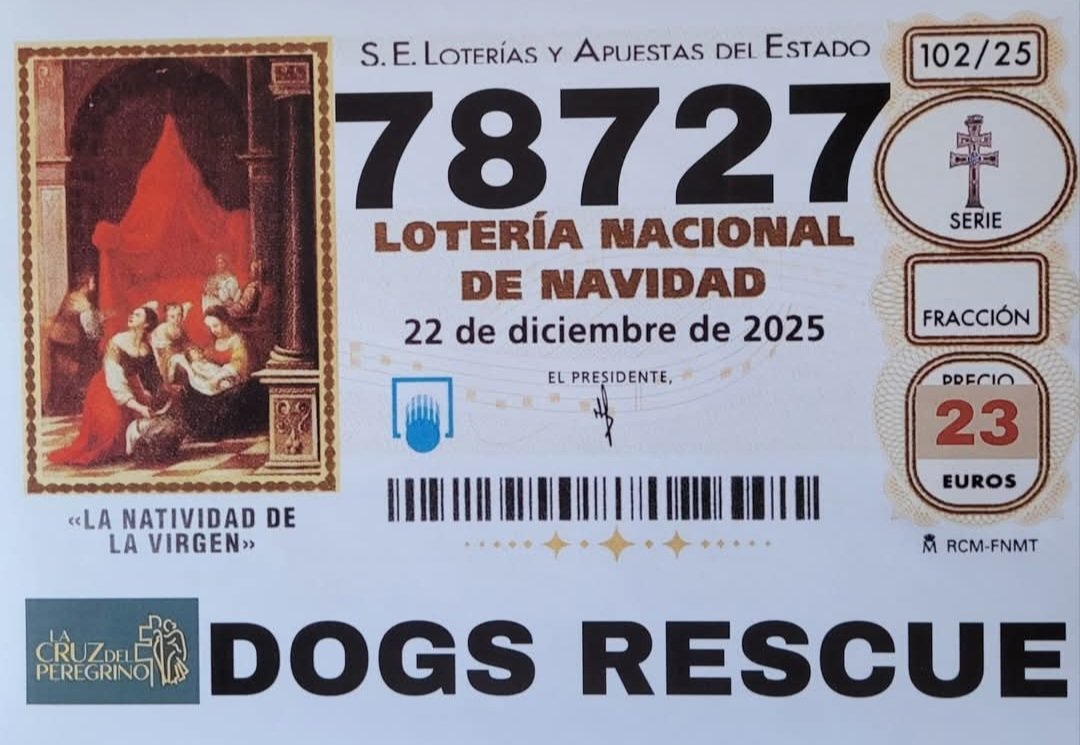 ¡NO TE QUEDES SIN TU LOTERÍA DE NAVIDAD!
Si vienes al pueblo para las fiestas aprovecha y llévate algo de suerte mientras colaboras con nuestra protectora
Puntos de venta:
Clínica veterinaria Quípar
Expert Aldisa
Hotel Constitución
Hipermercado Mercali
Peluquería Magdalena