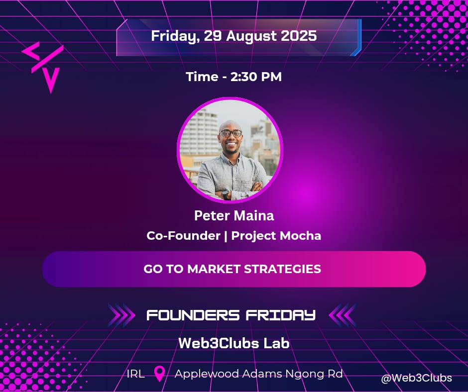 Project Mocha (@projectmocha254) on Twitter photo Ideas are easy. Go-to-market is hard.
Our co-founder <a href="/pmprojectz/">Peter Maina | pmprojectz.eth</a> joins <a href="/Web3Clubs/">Web3 Developer Clubs</a> today at 2:30pm EAT to share lessons on:
-Launching in competitive markets
-Building trust with early adopters
-Scaling Web3 projects
Builders don’t miss this! Ideas are easy. Go-to-market is hard.
Our co-founder <a href="/pmprojectz/">Peter Maina | pmprojectz.eth</a> joins <a href="/Web3Clubs/">Web3 Developer Clubs</a> today at 2:30pm EAT to share lessons on:
-Launching in competitive markets
-Building trust with early adopters
-Scaling Web3 projects
Builders don’t miss this!
