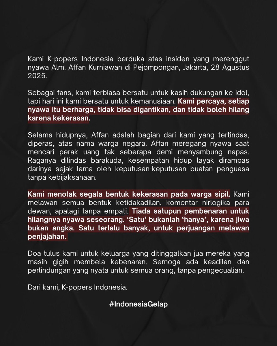 📢SERUAN UNTUK SELURUH FANDOM!📢  

instagram.com/stories/mydayb…

Kami mengajak seluruh fandom lainnya untuk ikut bersuara bersama.  

#IndonesiaGelap