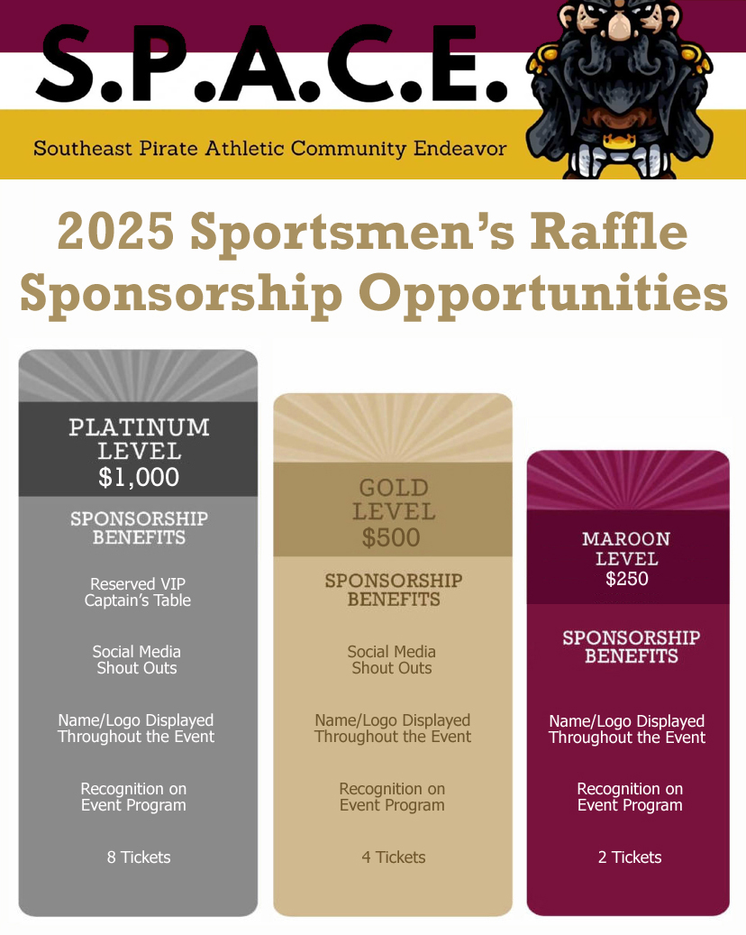 Q: Can I sponsor the event?
A: Yes, we have 3 tiers of sponsorship opportunities. The Maroon level is $250 &amp; includes 2 admission tix to the raffle. The Gold level is $500 &amp; includes 4 admission tix. The Platinum level is $1,000 &amp; includes a reserved VIP Captain's Table w/8 tix.