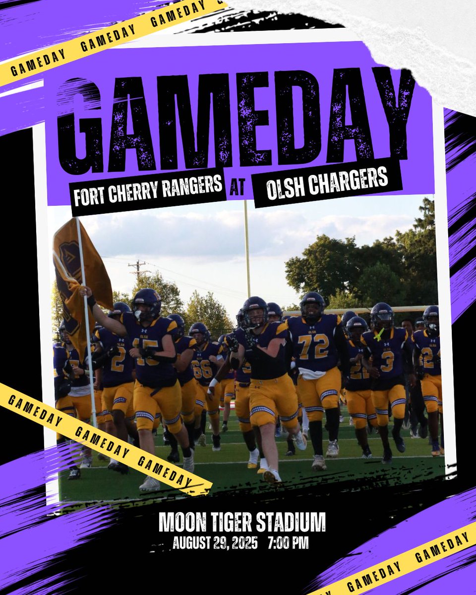 🚨 GAMEDAY 🚨
🆚 Fort Cherry
⏰ 7:00PM
🏟 Moon Tiger Stadium
📺 youtube.com/live/GnP8NtHE6…
🎟️ olshathletics.ludus.com/index.php

#OLSHFootball #Team16 #PurpleFamily