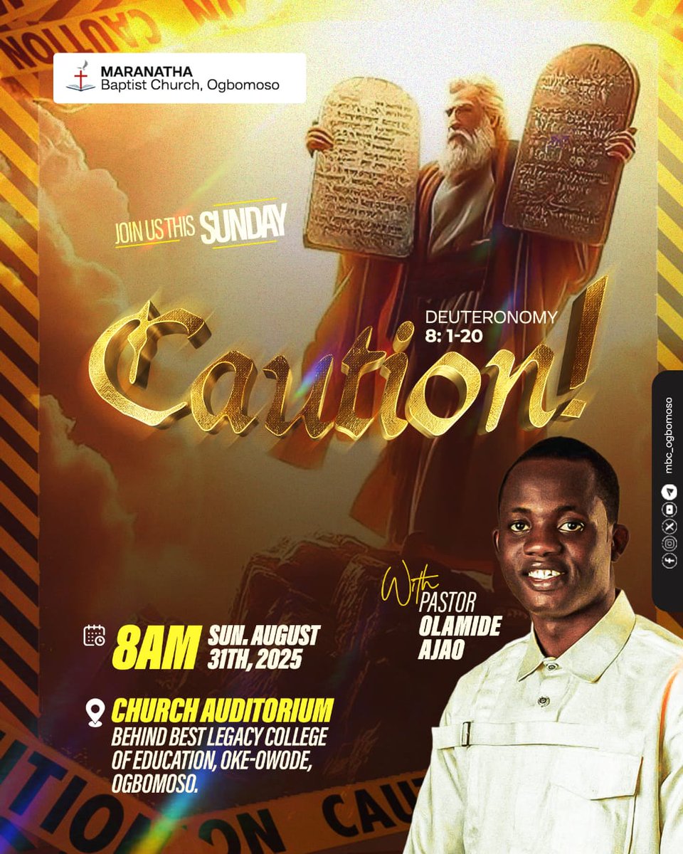 Cautions for Days of Comforts...

Join us this Sunday for a Life Transforming Worship Experience.
See you there