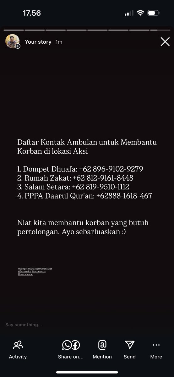 Buat yang butuh ambulance di lokasi AKSI hari ini silakan kontak nomor2 di bawah ini. Mereka mobile. Bantu repost mas <a href="/pandji/">Pandji Pragiwaksono</a> <a href="/abdurarsyad/">Abdur Arsyad</a> <a href="/MamatAlkatiri/">✊️</a> <a href="/Arie_Kriting/">ARIE KRITING</a>