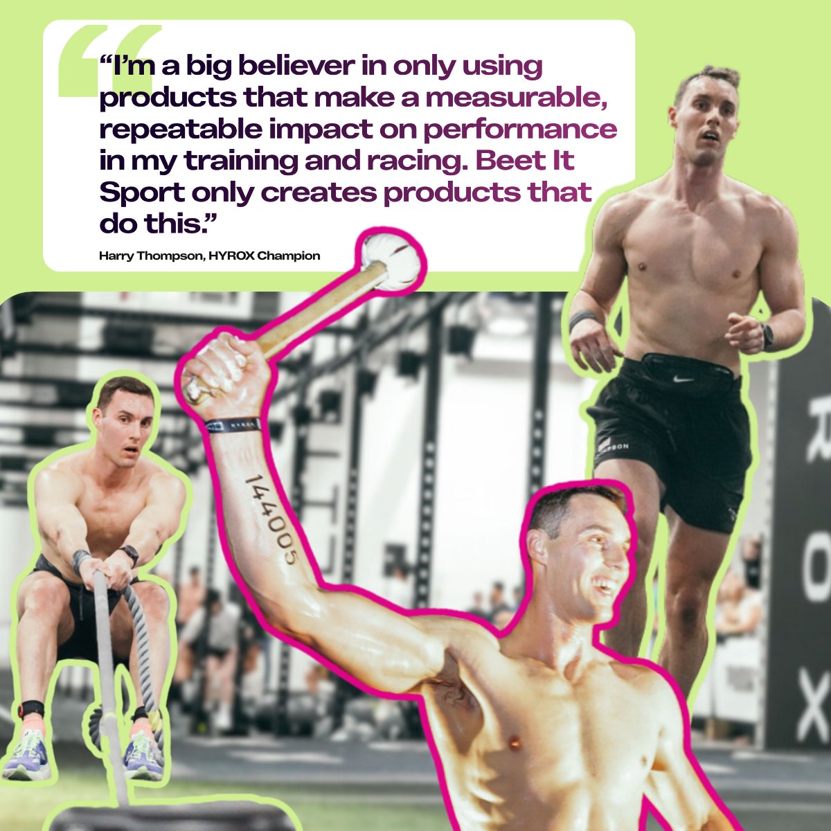 From rugby pitches to the HYROX world stage 🏆

We're proud to say that our latest ambassador is Harry Thompson – an incredible athlete who was this summer crowned HYROX Men’s Pro World Champion in Chicago. 👏🏻

👉 Read our full q&amp;a with Harry here: beet-it.com/blogs/ambassad…