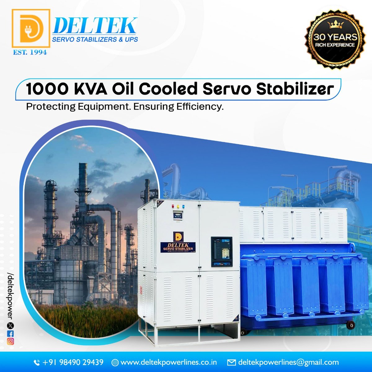 deltekpower's tweet image. ⚡ Reliable Power. Maximum Protection. ⚡
📞 Contact us: +91 98490 29439
🌐 Visit: deltekpowerlines.co.in

#DeltekPower #ServoStabilizer #OilCooledStabilizer #IndustrialPower #VoltageStabilizer #1000KVA #PowerSolutions #EnergyEfficiency #EquipmentProtection