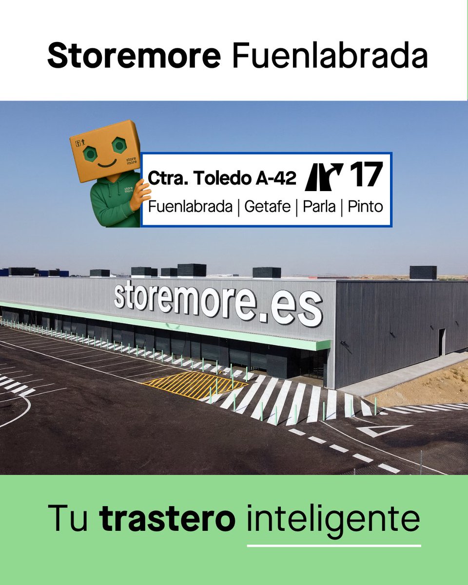 StoremoreES's tweet image. Storemore Fuenlabrada abre sus puertas.
Un nuevo centro que llega para dar servicio, de forma estratégica, a Fuenlabrada, Parla, Getafe y Pinto
Con todo lo que creemos que debe tener un self storage hoy:
✔️ Acceso digital, sin llaves
✔️ Trasteros con acceso directo desde el coche