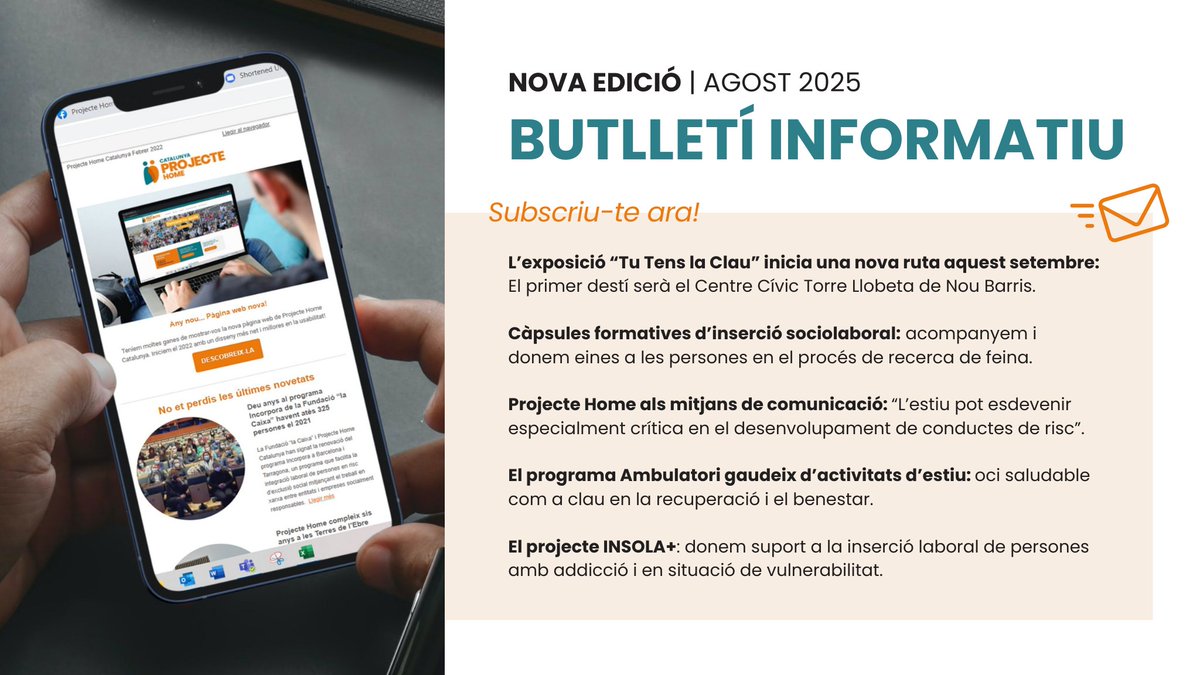 ✨ Ja pots llegir el butlletí d’agost de Projecte Home Catalunya!

📝Llegeix-lo aquí: mailchi.mp/projectehome/a…

📩 I si vols rebre’l cada mes, subscriu-t’hi!