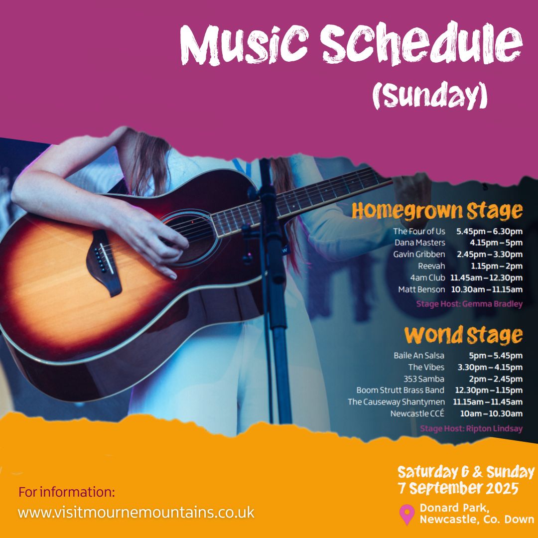 VisitMGS's tweet image. 🎉 Rise and shine, festivalgoers! Day 2 of the Eats &amp;amp; Beats Festival is here! 🎶🍴

Get ready for another amazing day in Newcastle, Co. Down, packed with more delicious food, incredible live music &amp;amp; lots of family fun. 

 🔗visitmournemountains.co.uk/whats-on/giant…

#GiantAdventures #EatsandBeats