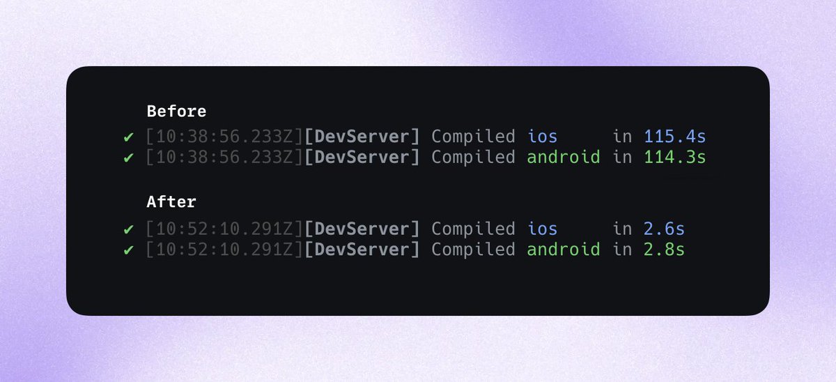 _jbroma's tweet image. Just resolved an issue where the new babel-swc-loader in @repack_rn was performing poorly.

From 115.4s → 2.6s 🔥

Turns out it was a 100k+ lines prebundled lib that was getting processed by a single Babel worker 🤯

Delegating this to @swc_rs decreased the build time 40x!