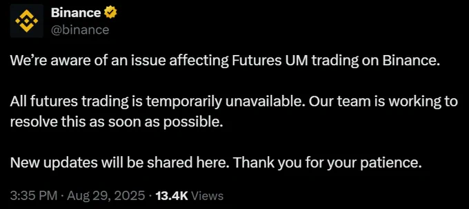 🔴BLOCKCHAIN D: Futures Trading Temporaneamente Non Disponibile su Binance per Manutenzione Non Programmata