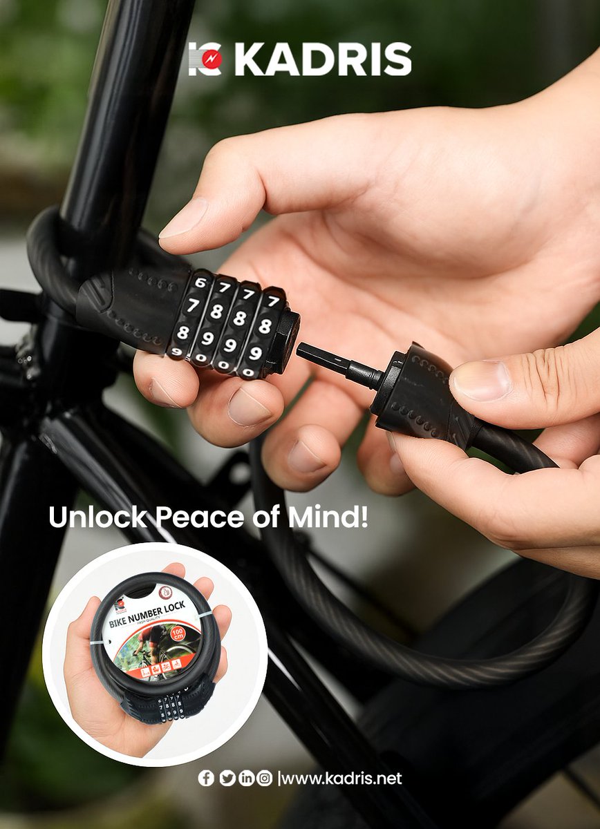 Kadrisae's tweet image. 🔒🚴 KADRIS Bike Number Lock – Secure Every Ride! 🔢
Strong, reliable, and easy to set – keep your bike safe with a lock built for protection and peace of mind.

#KADRIS #BikeNumberLock #RideSecure #CycleSafety #StrongLock #SmartSecurity #OutdoorEssentials #LockAndRide