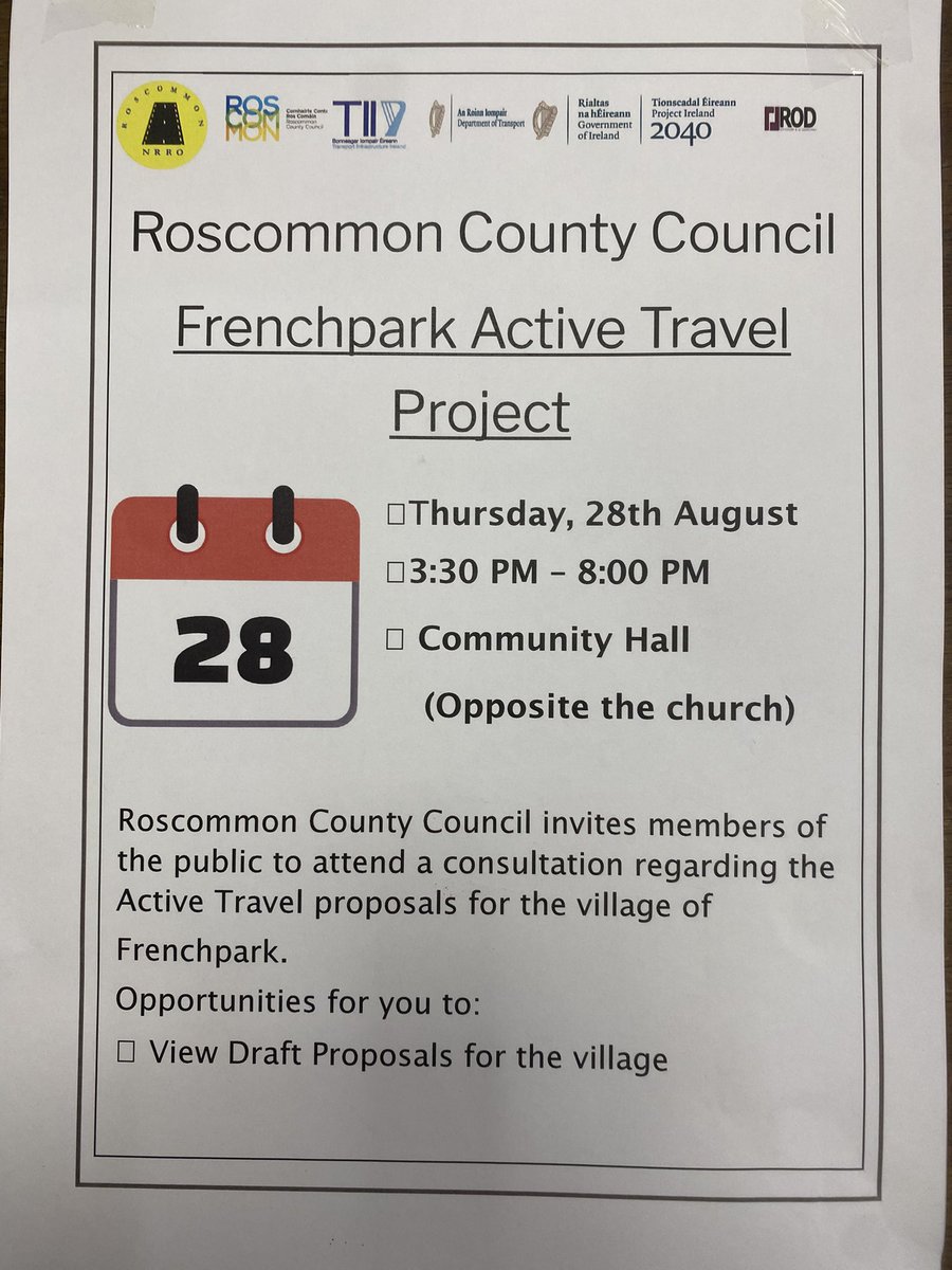 Huge opposition yesterday at the unveiling of <a href="/roscommoncoco/">Roscommon County Council</a> proposed plans for Frenchpark village. One way systems, cycle lanes and 50% reduction in already scarce parking. 

A <a href="/BealachanDoirin/">Ballaghaderreen</a> style protest to come? 

What’s your thoughts?