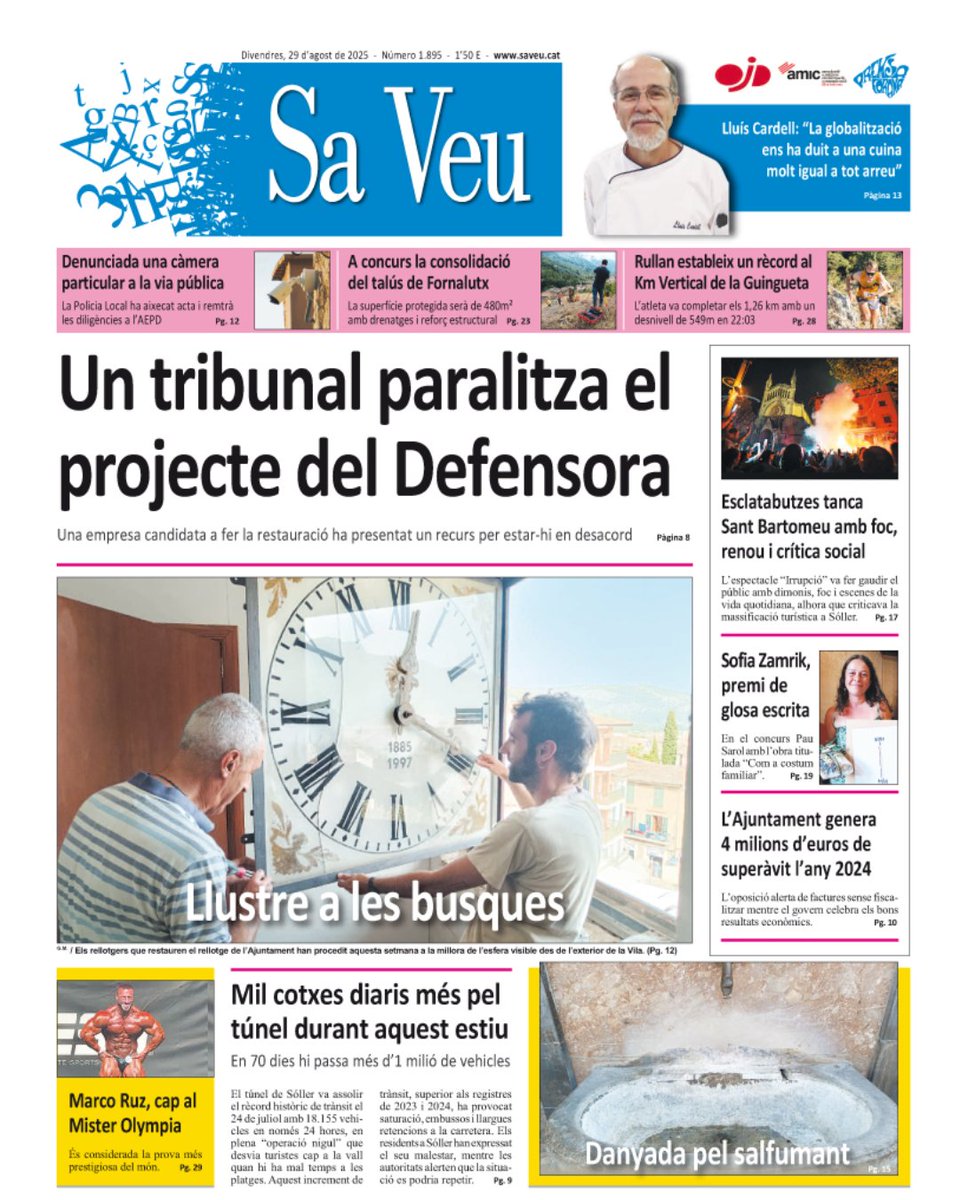 Bon dia! Aquí teniu la portada d'avui, bon cap de setmana i feliç lectura!🤓
#SaVeu #Sóller #VeudeSóller