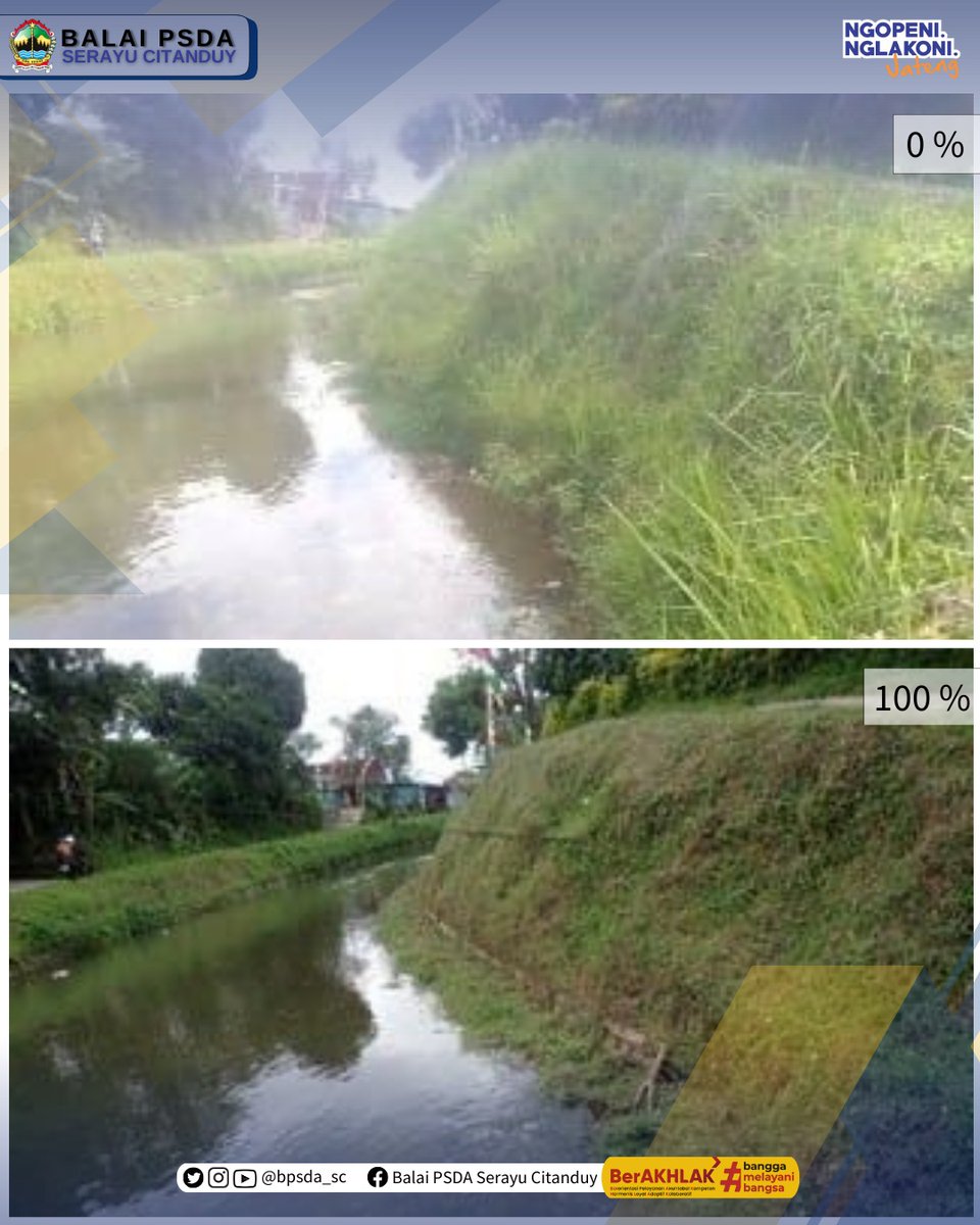 Pemeliharaan Rutin Kegiatan Babat Rumput di Saluran Siwuluh Hm 71 DI Singomerto yang terletak di Desa Argasoka Kec. Banjarnegara Kab. Banjarnegara