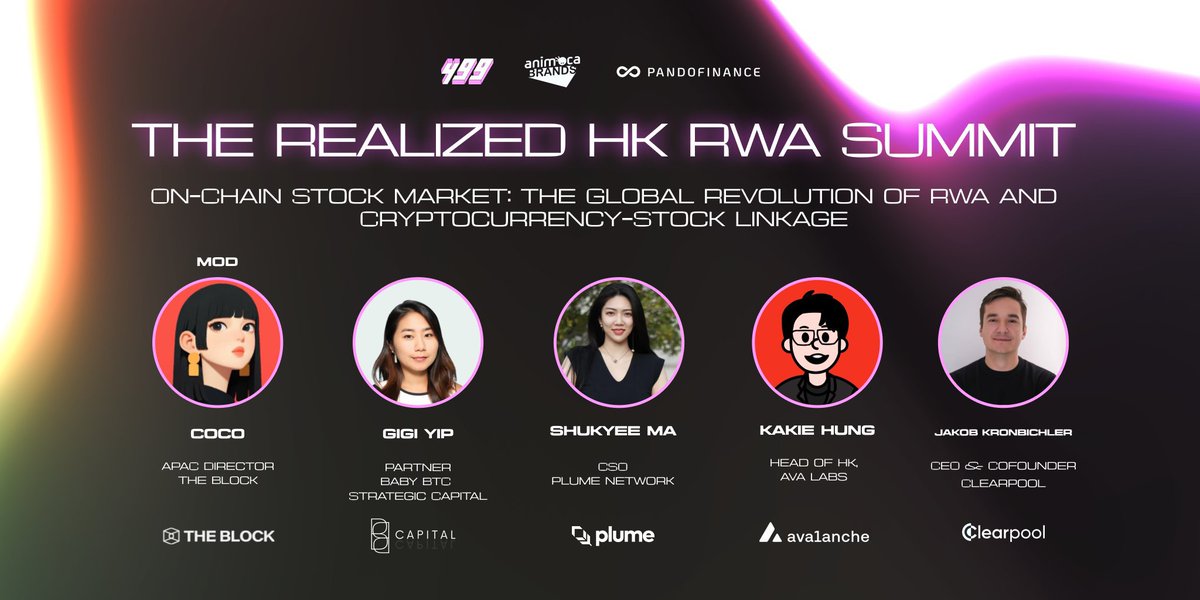 Clearpool (launching Ozean🌊) (@clearpoolfin) on Twitter photo 🗣️ Clearpool’s CEO <a href="/JKronbichler/">Jakob K</a> will be speaking at “The Realized HK RWA Summit” hosted by <a href="/499_DAO/">499</a>, <a href="/animocabrands/">Animoca Brands</a> & <a href="/pandofinancehk/">Pando Finance</a>
🎤 Panel: On-chain Stock Market: The Global Revolution of RWA and Cryptocurrency-Stock Linkage
🧠 MOD: Coco <a href="/CoethCo/">CocoInWeb3 | The Block</a>, APAC Director, 🗣️ Clearpool’s CEO <a href="/JKronbichler/">Jakob K</a> will be speaking at “The Realized HK RWA Summit” hosted by <a href="/499_DAO/">499</a>, <a href="/animocabrands/">Animoca Brands</a> & <a href="/pandofinancehk/">Pando Finance</a>
🎤 Panel: On-chain Stock Market: The Global Revolution of RWA and Cryptocurrency-Stock Linkage
🧠 MOD: Coco <a href="/CoethCo/">CocoInWeb3 | The Block</a>, APAC Director,
