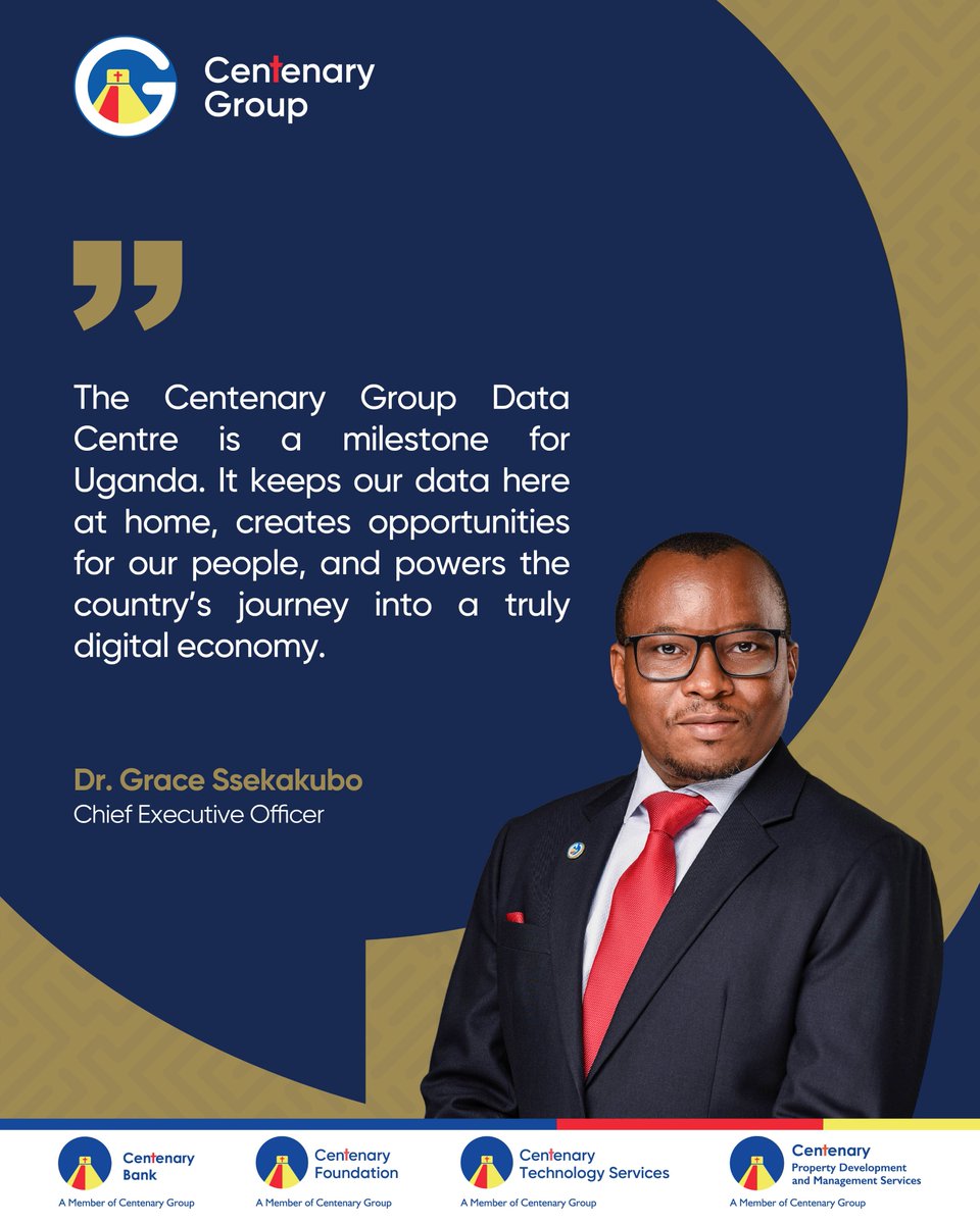 CentenaryGroup's tweet photo. 🌐The Masaka Tier III Data Center a game-changer for Uganda’s digital future.

As @gssekakubo, CEO Centenary Technology Services, notes: it will boost data independence, fuel innovation &amp; unlock new growth opportunities.

#DigitalEconomy 
#DataCentre 
#Innovation https://t.co/5vUST6SheD
