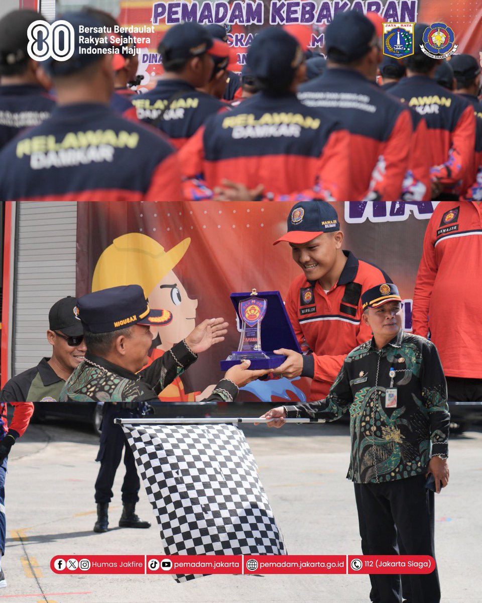 humasjakfire's tweet photo. Suku Dinas Penanggulangan Kebakaran dan Penyelamatan Kota Adm. Jakarta Pusat menggelar Lomba Ketangkasan Relawan Pemadam Kebakaran #REDKAR, pada Kamis (28/8).
#PemadamJakarta #PenyelamatJakarta #JAKI #JS112 #JKTInfo - @dkijakarta https://t.co/2hvmX7CsBZ