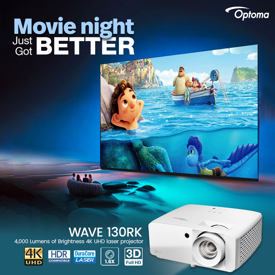Why go out for movies, when the cinema can come home?
Bring the cinema home with the Optoma WAVE 130RK – 4K UHD laser projector with 4,000 lumens of brilliance. 

#Optoma #OptomaIndia #4KProjector #HomeCinema #MovieNight #LaserProjector #CinematicExperience #BigScreenAtHome #HDR