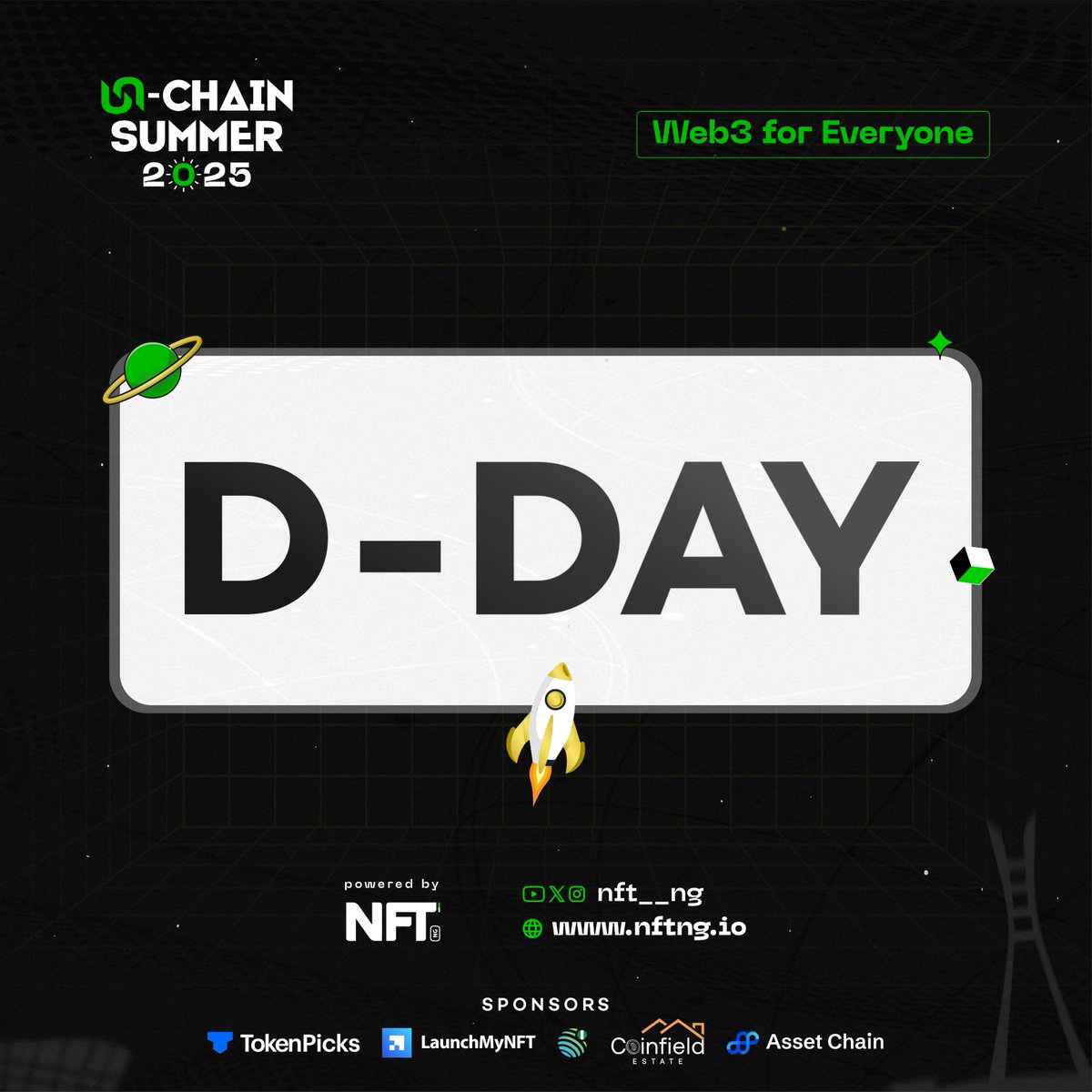 NFT__NG's tweet image. D-Day is here. 🔥 
Unchain Summer 2025 week begins today.

A week of football, conversations, hackathons, panels and endless connections.

This is where the story begins. 
Are you ready❓

#UnchainSummer25 #Web3ForEveryone