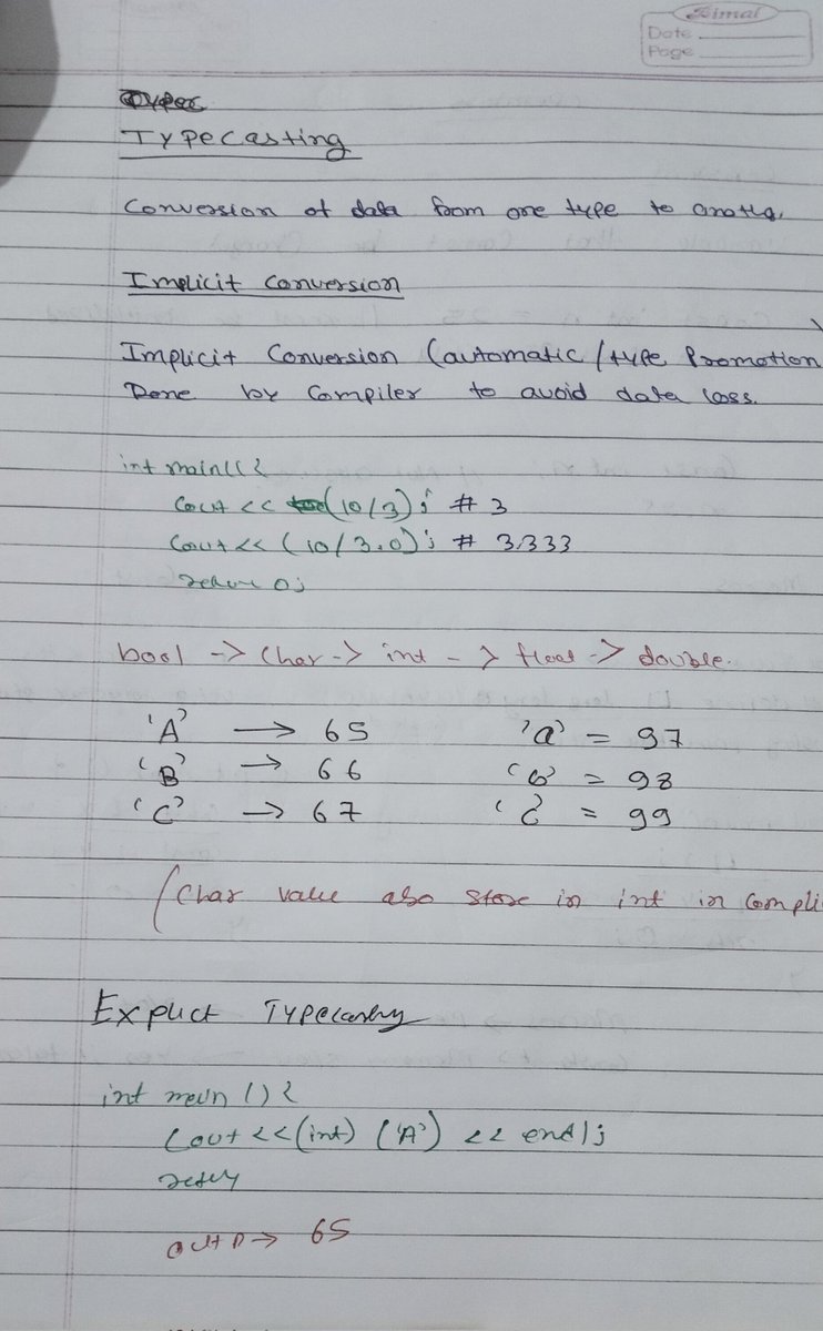 KumarAkash69928's tweet image. Day 3 of My 100daycoding Challenge.
Day3 - Today i learned Operater Typecasting and Conditional in Cpp and Solved some Questions.
#100DaysOfCode #LearningCpp #DSA #ApnacollegeX
