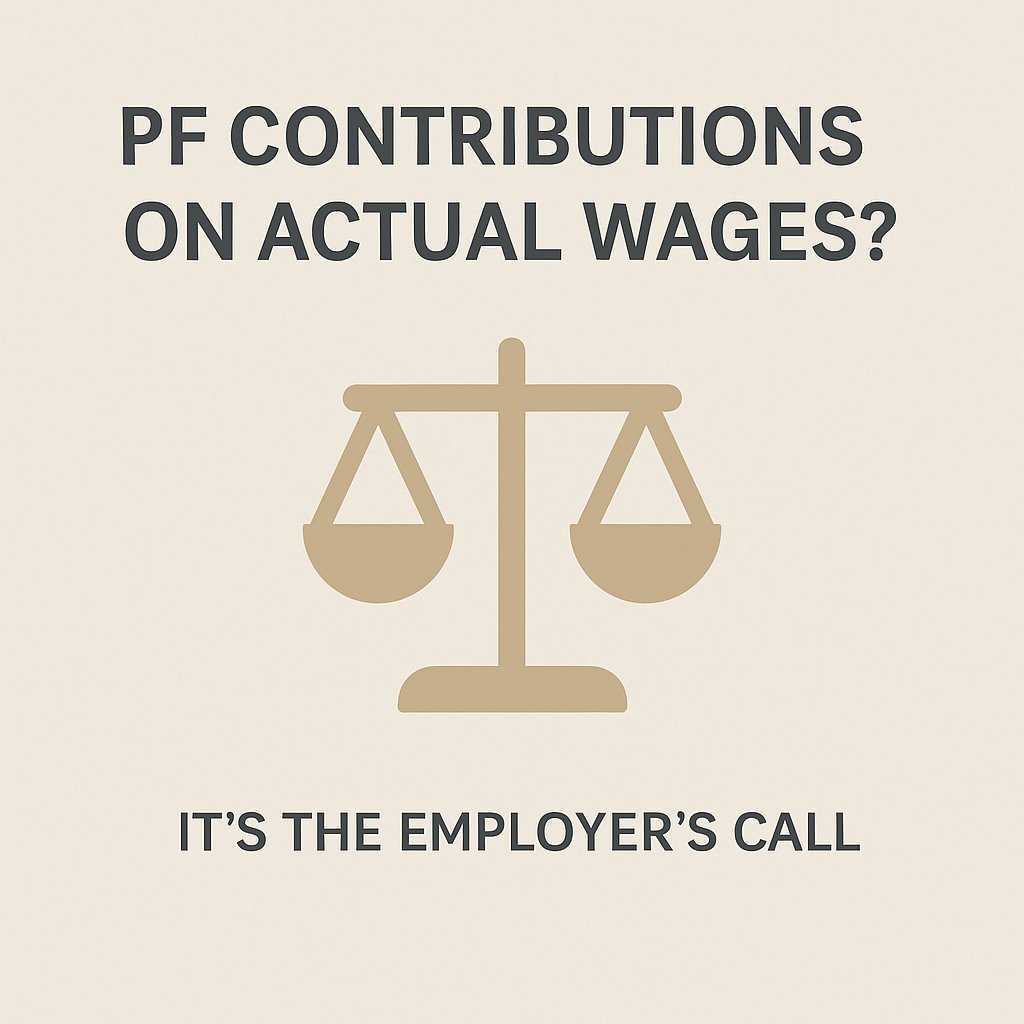 Want PF on Full Salary? It’s Not That Simple!

In a recent ruling, the Madras High Court made it clear:

💬 Employees can ask for PF contributions on actual wages (above ₹15,000)... but employers don’t have to say yes.

That’s what happened when temple staff in Tamil Nadu asked