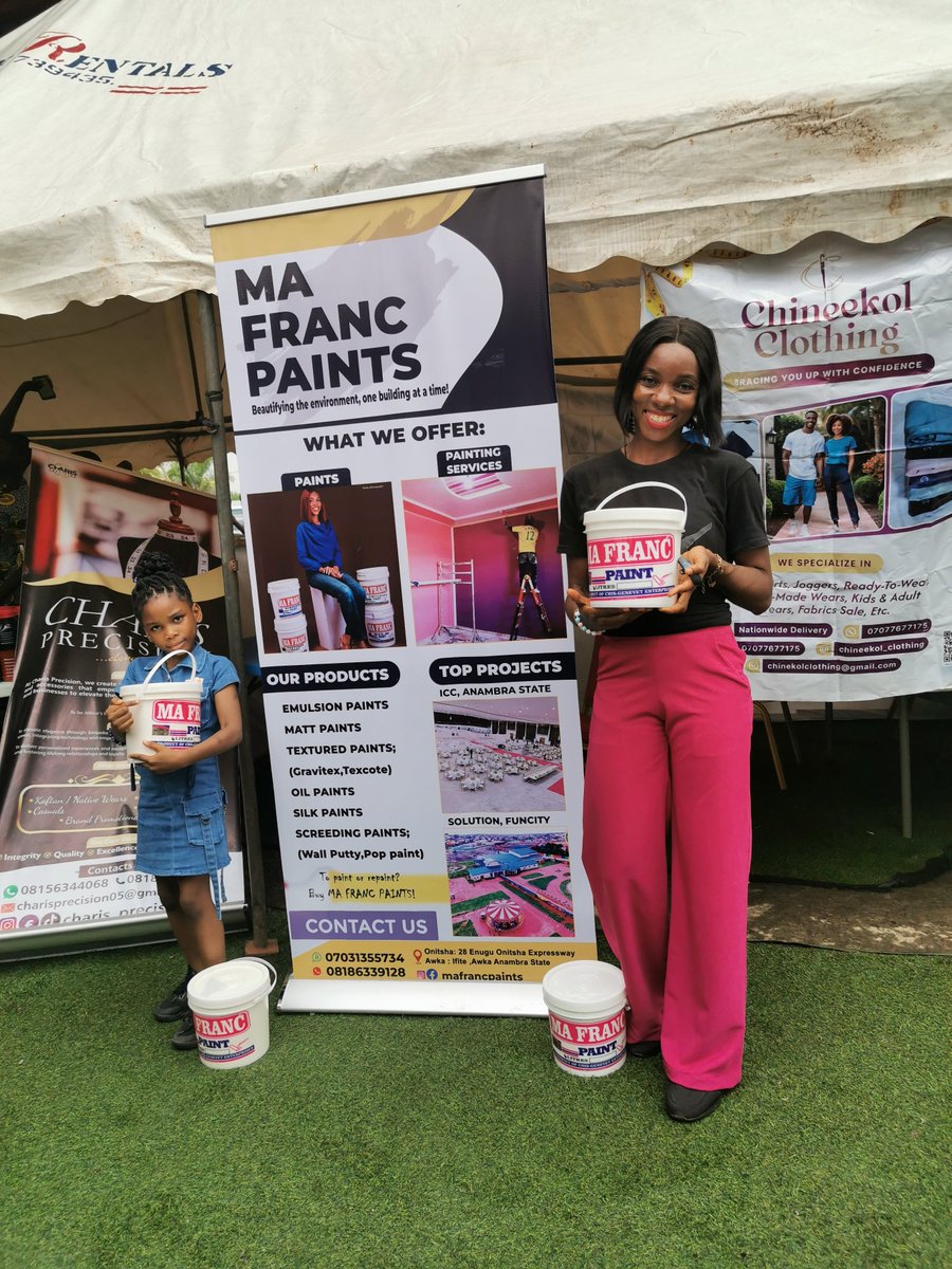ChineekolClothn's tweet image. Spotlighting @MaFrancPaints today as the GO-TO Paint Need services.
Ma Franc Paints provides high-quality house paints and also offers painting services.
Check the stand 👇 and see their paint services.
Contact @MaFrancPaints today to give your house a befitting look.